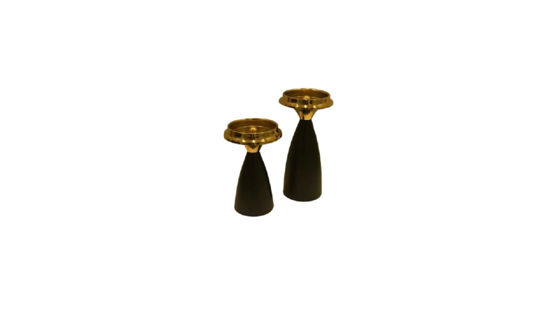 Lionel Black Gold Candle Holder Set